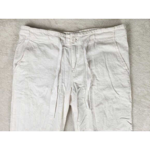 Calvin Klein Pants Women 10 Linen White Pockets Beach Vacation Coastal Lagenlook - Picture 2 of 16
